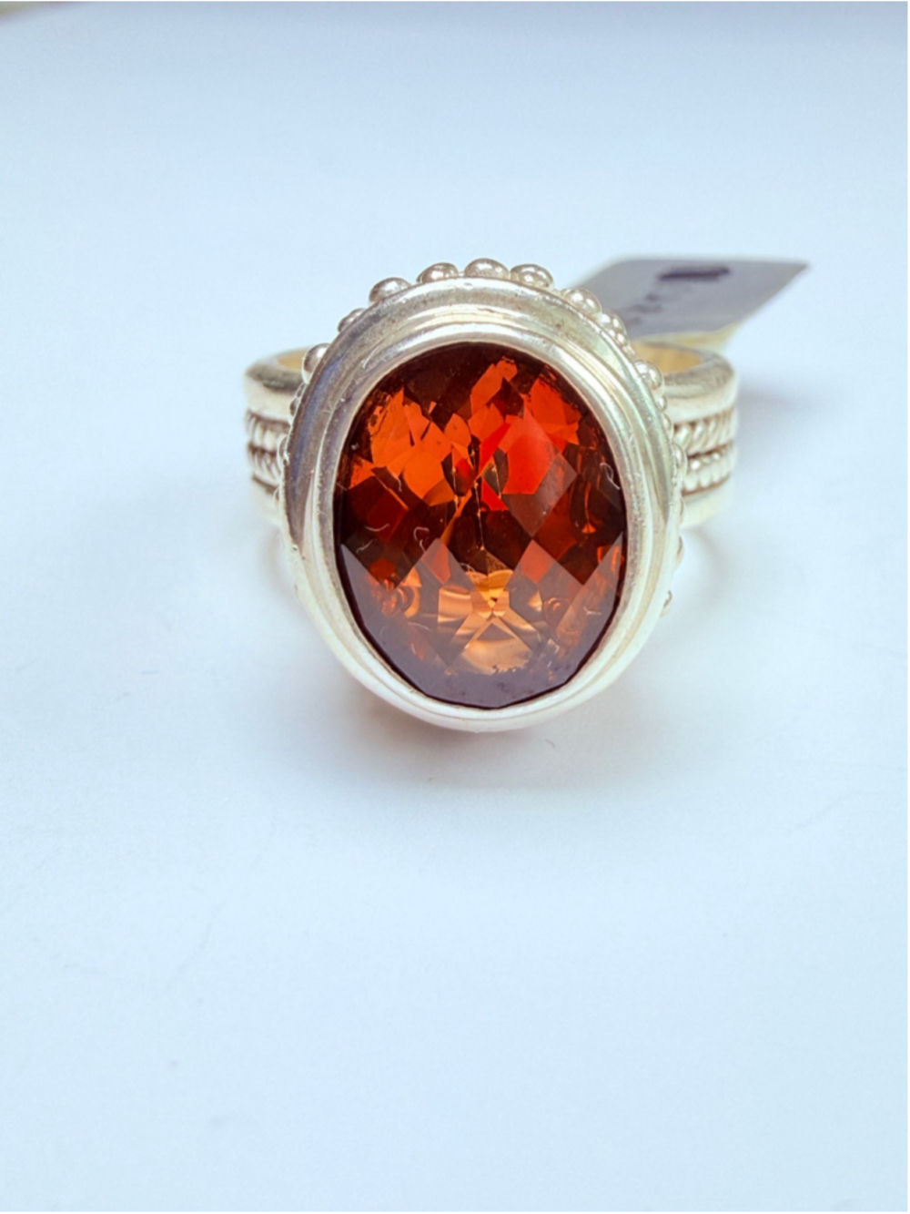 Sarda Padparadscha Orange Sapphire Solitaire 925 Sterling Silver Bali Ring NWT